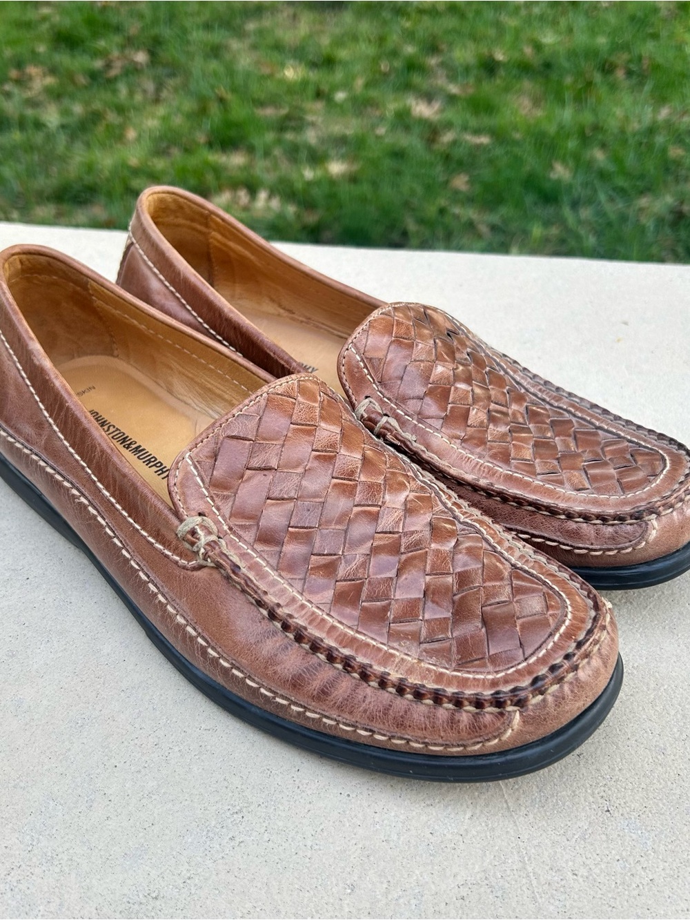 Johnston & Murphy Woven Leather Loafers Men’s 10.5 M